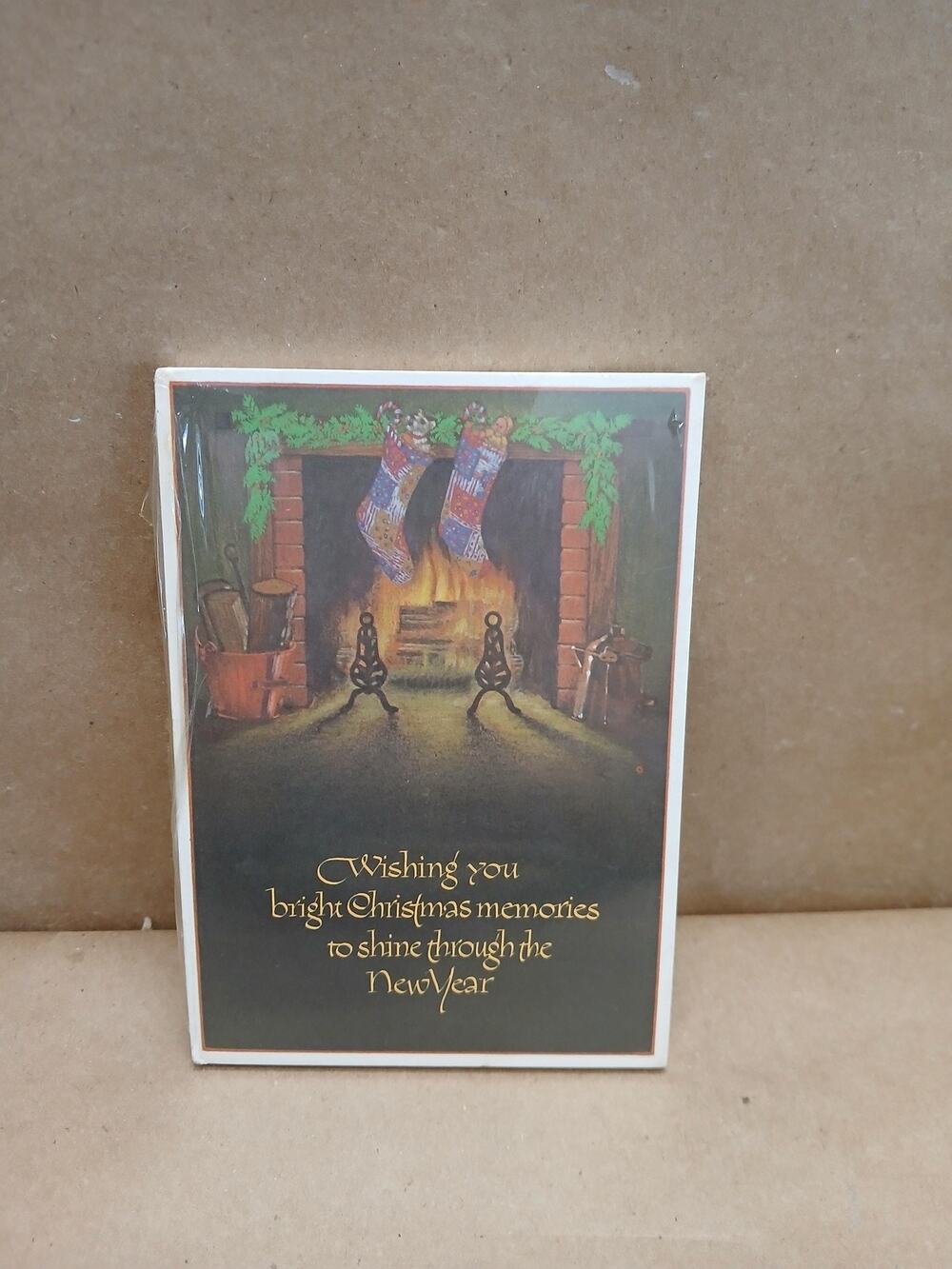 Vintage 1979 Current Inc Christmas Postcards Fireplace Stockings Holiday Set